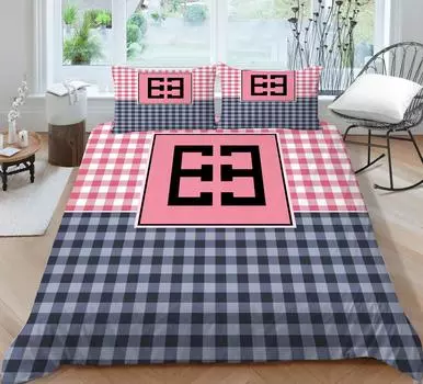 Пододеяльник 3D розовый клетчатый милый милый комплект постельного белья охватывает девочка детское домашнее постельное белье одинарный двойной размер покрывала UK Single 135x200cm