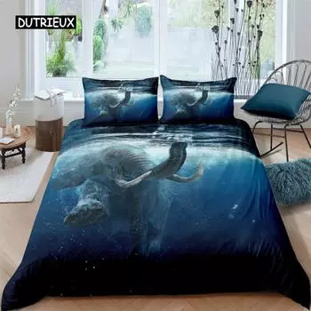 Пододеяльник 3D Слон африканское сафари животное комплект одеяла дикой природы в этническом стиле постельное белье Настенный декор Спальня Женщины Мужчины Дети EU single(135x200cm)