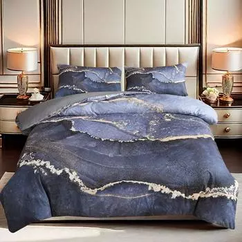 Пододеяльник большого размера с принтом и 2 наволочками, приятный для кожи, удобный, двуспальный комплект постельного белья Queen 173x229cm 3pcs