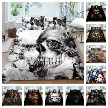 Пододеяльник Череп Queen Size Постельное белье для детей-подростков Мягкий домашний текстиль Роскошные пододеяльники Высококачественные комплекты постельного белья UK Single 135x200cm