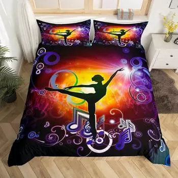 Пододеяльник для балета, комплект постельного белья Love Gymnastics, полиэстер, танцор, музыкальный плед, чехол для вечеринки Popstar, вольные упражнения, декор EU single(135x200cm)