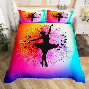 Пододеяльник для балета, комплект постельного белья Love Gymnastics, полиэстер, танцор, музыкальный плед, чехол для вечеринки Popstar, вольные упражнения, декор EU single(135x200cm)