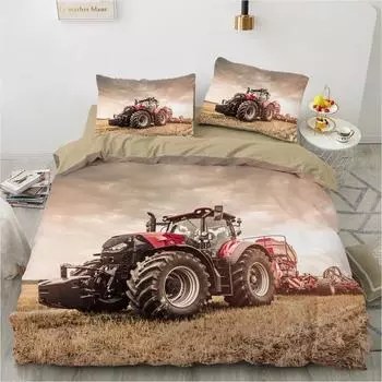 Пододеяльник для детей с изображением трактора, комплект постельного белья с рисунком монстр-трак на ферме, размер King/Queen, комплект постельного белья для мальчиков с изображением машинки для хобби 218x177cm 86x70in