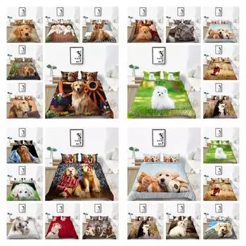 Пододеяльник для домашних животных с 3D принтом собак, комплект постельного белья, креативный домашний текстиль, покрывала из микрофибры для мужчин и женщин, покрывала King Size UK Single 135x200cm