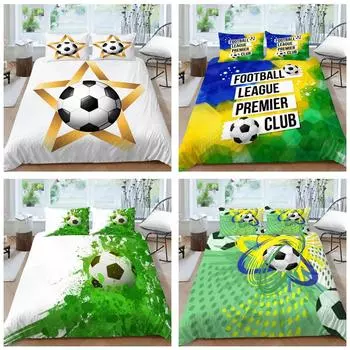 Пододеяльник для футбола, наволочка, постельное белье, пододеяльник для спальни, полноразмерный комплект двуспальной кровати, 2/3 кусочка ткани из микрофибры, мягкая домашняя одежда DE 100x135cm