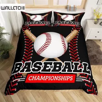 Пододеяльник для мальчиков и девочек, комплект постельного белья с бейсбольной тематикой для подростков, комплект постельного белья из микрофибры с 3D-бейсбольной битой, перчатками, покрывалом для одеяла Twin King Queen Size EU single(135x200cm)