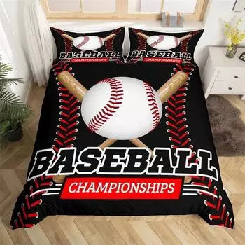 Пододеяльник для мальчиков и девочек, комплект постельного белья с бейсбольной тематикой для подростков, комплект постельного белья из микрофибры с 3D-бейсбольной битой, перчатками, покрывалом для одеяла Twin King Queen Size 70x133cm 2pcs
