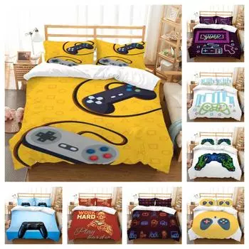 Пододеяльник, домашнее постельное белье, 3D 3 шт., геймпад с принтом, постельные принадлежности, креативный комплект постельного белья, детские покрывала, наволочка Single 135x200cm