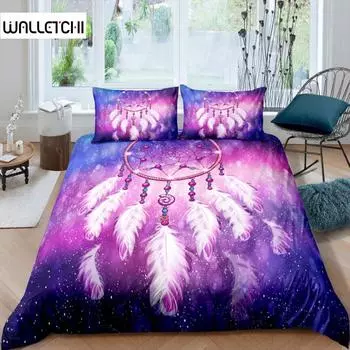 Пододеяльник Dream Catcher Dream Catcher Galaxy Комплект постельного белья Boho Перьевое одеяло Покрывало в индийском племенном стиле Мягкий полиэстеровый пододеяльник EU single(135x200cm)