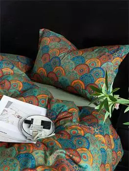 Пододеяльник Двухслойный комплект постельного белья Yann Retro Комплект постельного белья Постельное белье Queen King Size Наволочки for 1.5m4pcs