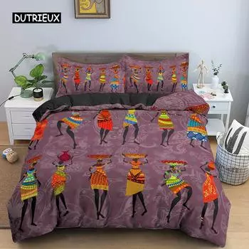 Пододеяльник Египетский комплект постельного белья Древний Египет Цивилизация Пододеяльник Персонаж Этническая Племенная Тема Винтаж Египет Цивилизация US Queen(228x228cm)