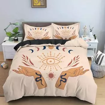 Пододеяльник Hand Palm King Queen Комплект постельного белья Boho Magic Mandala Пододеяльник Hand of Fatima Пододеяльник Hamsa Hand Полиэстеровый чехол для одеяла 70x133cm 2pcs