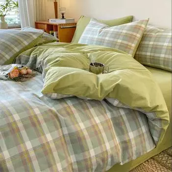 Пододеяльник и 2 наволочки, 100% хлопок, мультяшный клетчатый набивной постельное белье, двуспальная кровать, размер «king-size», 24 размера, комплект постельного белья для дома EU-Sigle135x200 3pcs