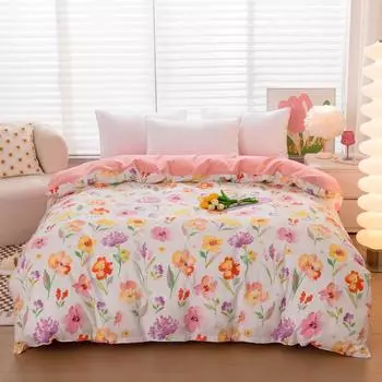 Пододеяльник из 100% хлопка с цветочным узором, с молнией, с изображением садовых цветов, 100% хлопок, приятное для кожи постельное белье размера «queen size» 150x200cm Single 1Pc