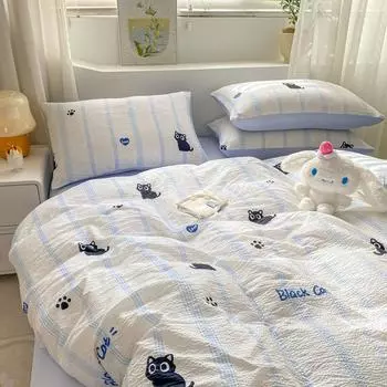 Пододеяльник из хлопка класса А с принтом «зебра» Четырехпредметный комплект для студенческого общежития 3 предмета Можно спать голым Четырехпредметный комплект 1.5*2msingle quilt