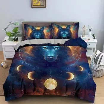 Пододеяльник из хлопка Moon Wolf Bohemia 220x240, зимний комплект двуспальной кровати, комплект постельного белья для двоих, комплект постельного белья размера «king size» EU single(135x200cm)