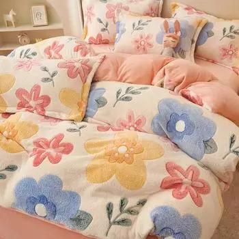 Пододеяльник из молочного бархата, осенне-зимний пододеяльник из молочного флиса, добавьте флис, чтобы утолстить и согреть, мягкое, приятное для кожи постельное белье 150x200cm 1pcs