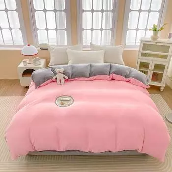 Пододеяльник из молочного бархата Twin Queen 1 шт. Ультрамягкий дышащий однотонный роскошный фланелевый пододеяльник Уютный зимний однотонный стеганый чехол 1 Pc 150x200cm Cover