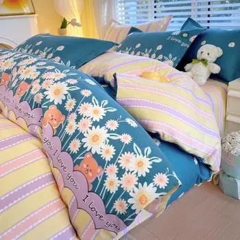 Пододеяльник из одного предмета с принтом в виде растений, кашемировый пододеяльник, приятный для кожи, двухместное постельное белье для студентов 150x200 180x220 200x230 Only 2 pillowcases