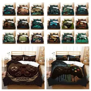 Пододеяльник Комплект Детская постельная одежда 3D Игровая консоль Печать Роскошный Мультфильм Полиэстер Постельный Комплект Чехол UK Single 135x200cm
