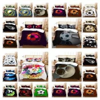 Пододеяльник Комплект футбола Модные стеганые одеяла Мода Домашнее постельное белье 2/3 шт Король Один размер Роскошный постельный костюм UK Single 135x200cm