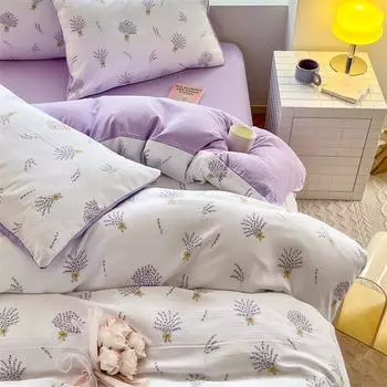 Пододеяльник, комплект одеяла, комплект из четырех предметов, новый, стираный хлопок и конопля, 2024 г. 150x200 3pcs