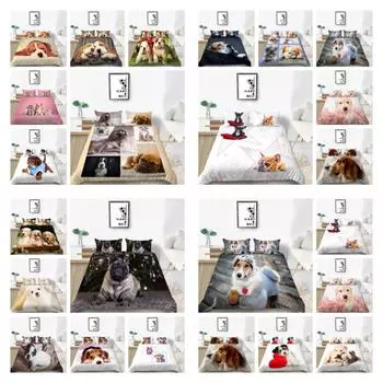 Пододеяльник, комплект постельного белья, чехол в стиле животных, полиэстер, пододеяльник, детский, подростковый, один размер, комплекты постельного белья для домашних животных UK Single 135x200cm