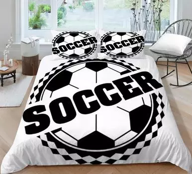 Пододеяльник Комплекты Детский домашний текстиль Покрывала Детские постельные принадлежности Комплект 3D Футбол Дизайн Постельные принадлежности Набор наволочек Набор для кроватей Single 135x200cm