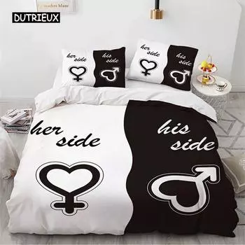 Пододеяльник Lovers Theme Love Couple Постельное белье из микрофибры с изображением животных Покрывало King Bedroom Подарки ко Дню святого Валентина Декор EU single(135x200cm)