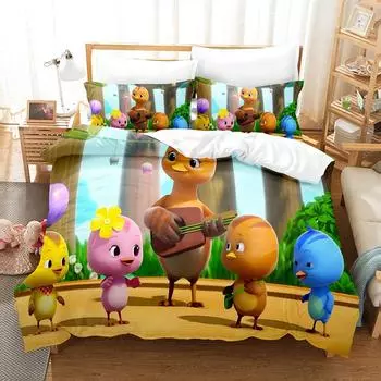 Пододеяльник Маленькие фазаны 3D Изысканный Мультяшный Цифровая печать Комплект постельного белья Одеяло Кровать Молодежный Домашний декор Детский Подарок для мальчиков 135x200cm