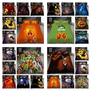 Пододеяльник на Хэллоуин, постельное белье размера «queen-size», домашний текстиль для детей, для мальчиков и девочек с наволочкой, Высококачественное постельное белье UK Single 135x200cm