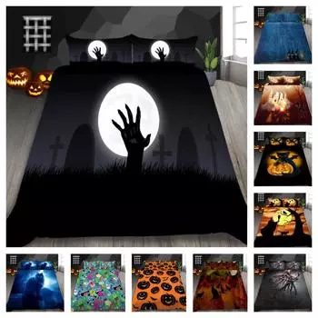 Пододеяльник на Хэллоуин, уникальный дизайн, постельное белье королевского размера, 3D печать, домашний текстиль, мягкий комплект постельного белья для мальчиков и девочек UK Single 135x200cm