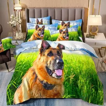 Пододеяльник/наволочка с изображением собаки, черное постельное белье, наволочки для подушек, двуспальные, двуспальные, односпальные, полного размера, для мальчиков и детей, комплект постельного белья с изображением животных, домашний текстиль 90X200cm 2P