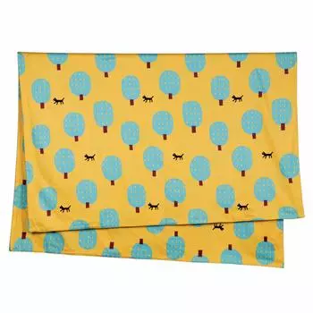 Пододеяльник nishikawa односпальный, моющийся, хлопок Matano Atsuko Cat and Tree Легко надевать и снимать с помощью быстрых застежек Молния по всей длине Двойной бегунок Сделано в жёлтый