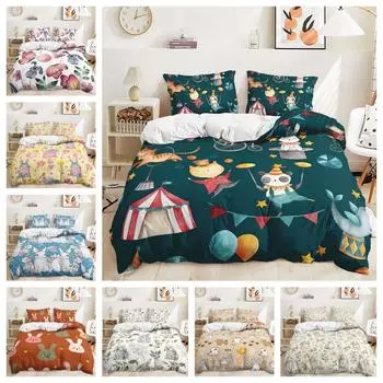 Пододеяльник/одеяло/Doona с изображением кролика, комплект постельного белья для одного/двухместного/королевского/королевского размера Single 135x200cm