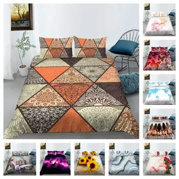 Пододеяльник, пододеяльник, 3D печать, цветок, домашний текстиль, полиэстер, королевский размер, постельные принадлежности, мягкие комплекты постельного белья UK Single 135x200cm