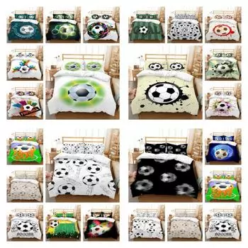 Пододеяльник, пододеяльник с изображением футбола, королевский размер, постельные принадлежности, домашний текстиль, комплект мягких постельных принадлежностей с 3D принтом для детей-подростков UK Single 135x200cm