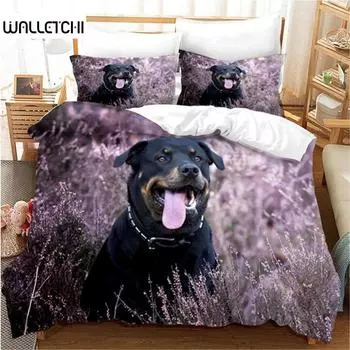 Пододеяльник Rottweiler Twin Black Rottweiler Twin Постельное белье Animal theme для любителей собак Полиэстер Double Queen King Пододеяльник EU single(135x200cm)