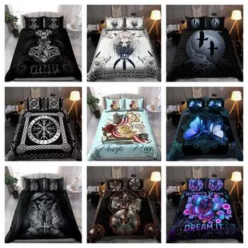 Пододеяльник с 3D черепом, зеленый комплект постельных принадлежностей, одинарный двухместный подарок Queen King Single 135x200cm