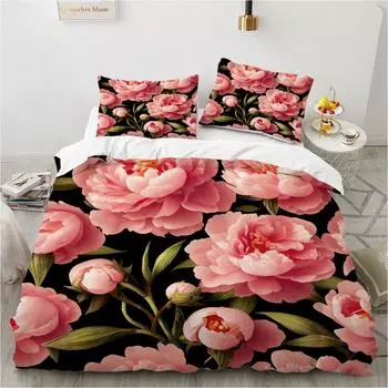 Пододеяльник с 3D-цветочным принтом King Twin Queen Double Size Kit Floral Pillow Cover New Wholesale Elegant Bed Shelfs AU Queen 210x210cm