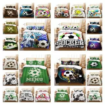 Пододеяльник с 3D футбольным принтом, дышащий чехол для футбола, королевский размер, постельные принадлежности, женский роскошный домашний текстиль, наборы покрывал UK Single 135x200cm
