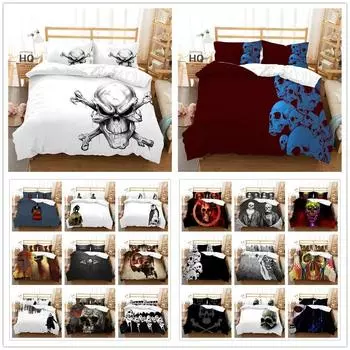 Пододеяльник с 3D принтом черепа, комплект домашнего постельного белья, молодежное покрывало, наволочка Single 135x200cm