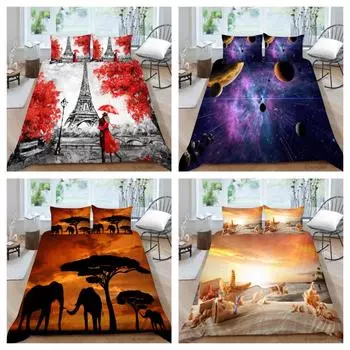 Пододеяльник с 3D принтом, комплект постельного белья, чехол для постельного белья высокого класса, домашний текстиль, наволочка из полиэстера UK Single 135x200cm