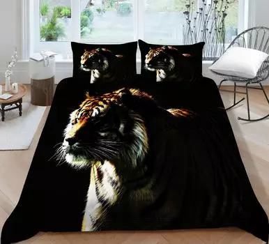Пододеяльник с 3D принтом «меланхолический тигр» Комплект постельного белья из микрофибры 2/3 комплекта пододеяльник Комплект постельного белья UK Single 135x200cm