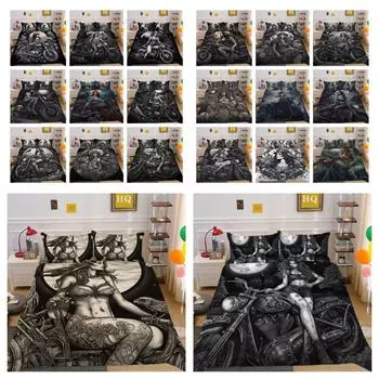 Пододеяльник с 3D принтом, удобный комплект постельного белья, чехол для женщин и подростков, крутой дизайн с черепом, комплект постельного белья, один размер, декор для спальни UK Single 135x200cm