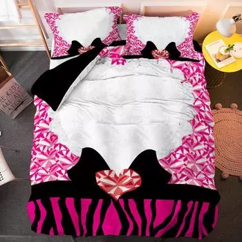 Пододеяльник с 3D-принтом в виде сердечек и постельного белья размера «king-size» и наволочкой для девочек и женщин, подарок на День святого Валентина 70x133cm 2pcs