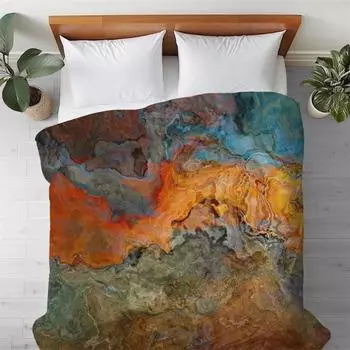 Пододеяльник с абстрактным рисунком размера King, Queen или Twin, шелковистая гладкая микрофибра, современный декор спальни, современное постельное белье цвета меди EU Single135x200cm