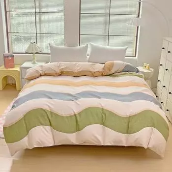 Пододеяльник с абстрактными полосками и волнами, геометрический узор, постельное белье размера «queen-size», 100% хлопок, пододеяльник с застежкой-молнией для детей и взрослых 150x200cm Single 1Pc