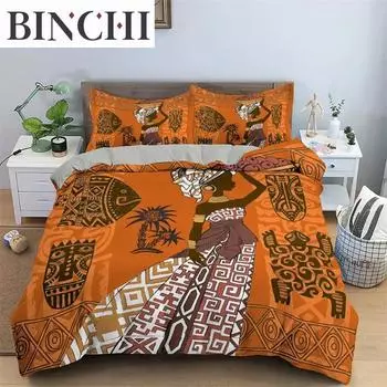 Пододеяльник с африканской женской тематикой для женщин и детей из микрофибры Экзотический пододеяльник Этнический афро Комплект постельного белья Украшение комнаты 70x133cm 2pcs