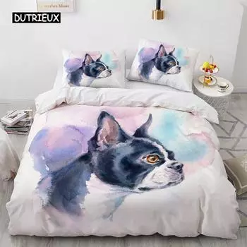 Пододеяльник с акварельной собачкой размера King Queen 3D с милым бегущим питомцем и щенком, комплект постельного белья для детей, подростков, взрослых, лабрадоров, одеяло, чехол EU single(135x200cm)